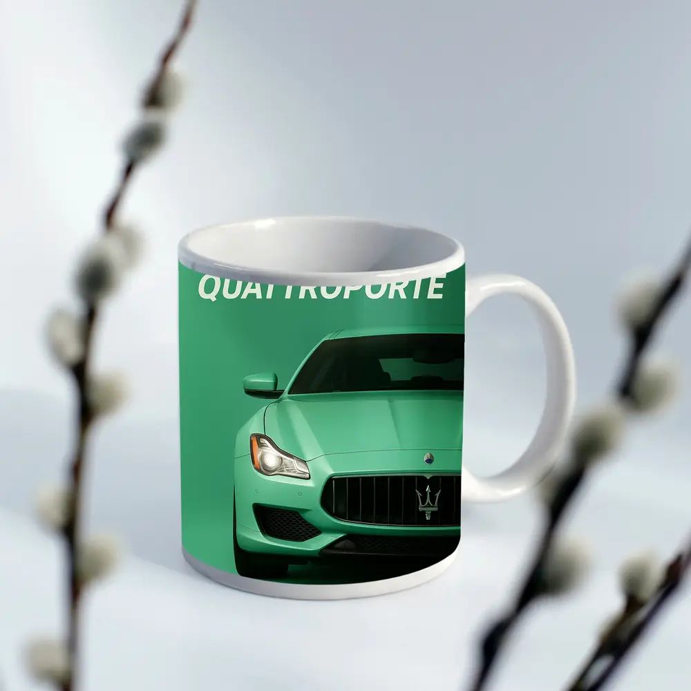 Maserati Quattroporte Mint Green Front View – Mugs
