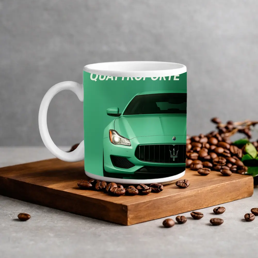 Maserati Quattroporte Mint Green Front View – Mugs