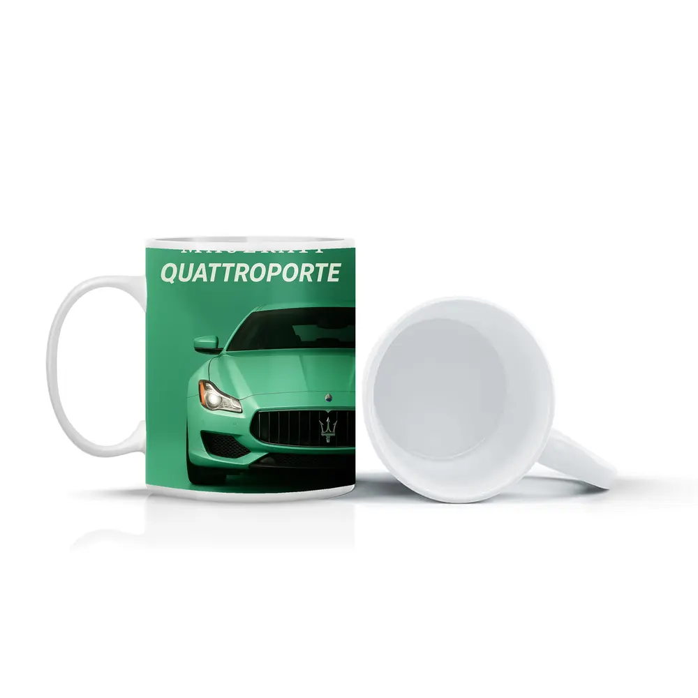 Maserati Quattroporte Mint Green Front View – Mugs