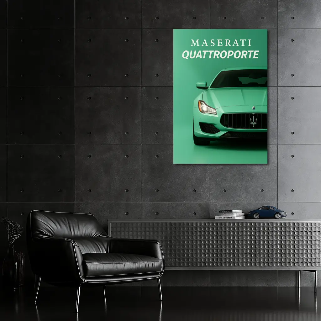 Maserati Quattroporte Mint Green Front View – Wall Art