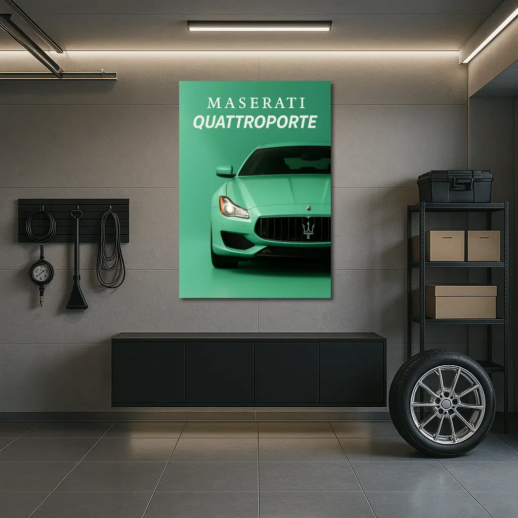 Maserati Quattroporte Mint Green Front View – Wall Art