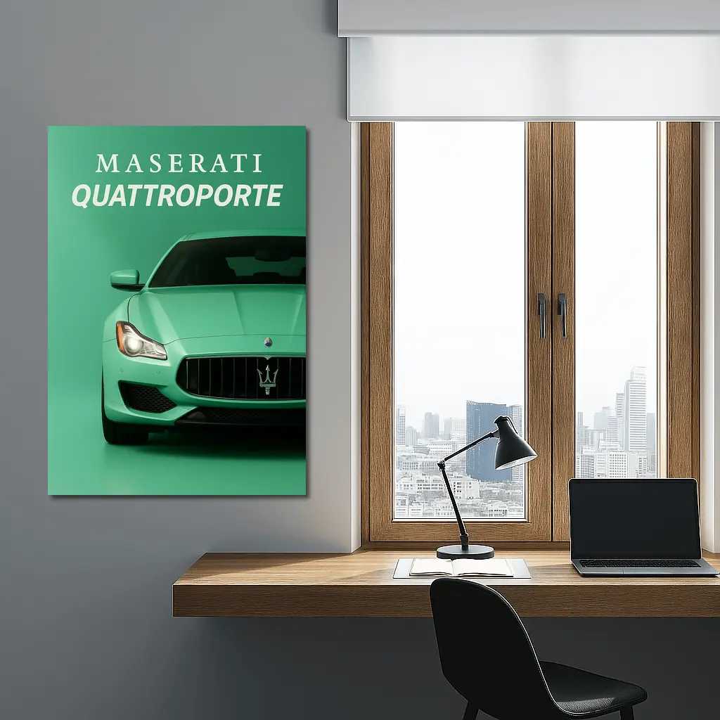 Maserati Quattroporte Mint Green Front View – Wall Art