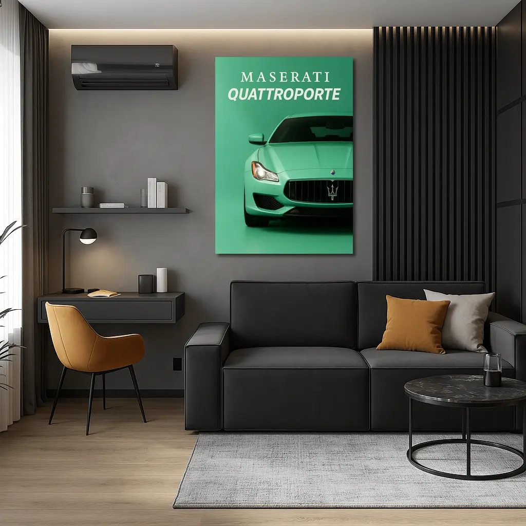 Maserati Quattroporte Mint Green Front View – Wall Art