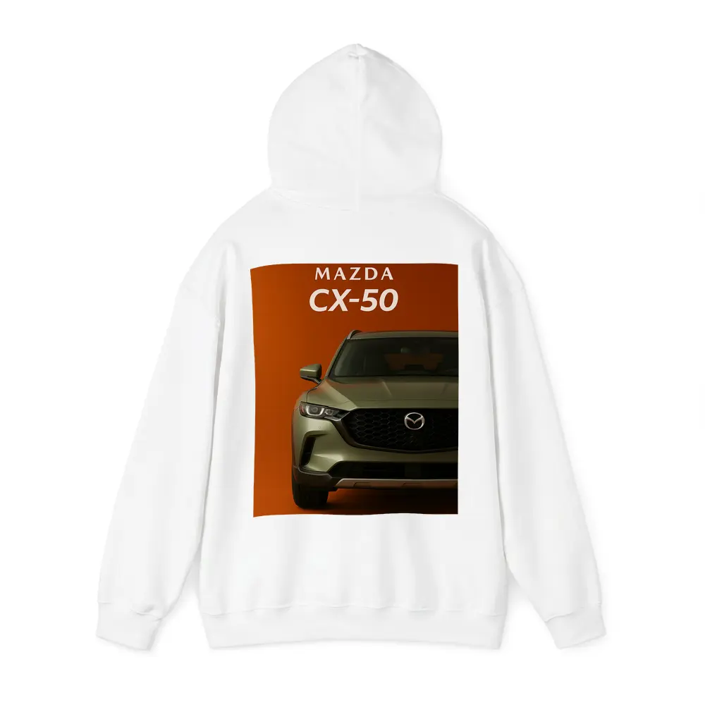Mazda CX-50 Front View Orange Background – Hoodies