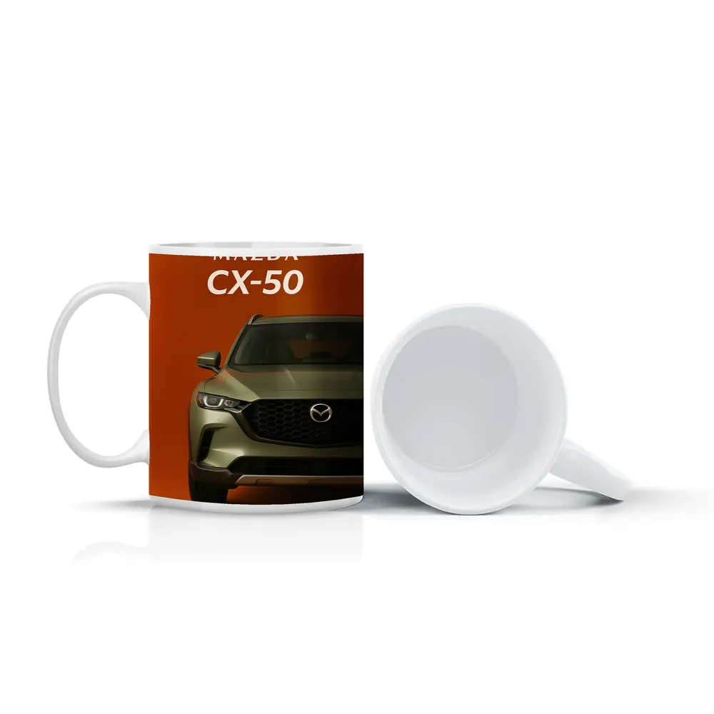 Mazda CX-50 Front View Orange Background – Mugs