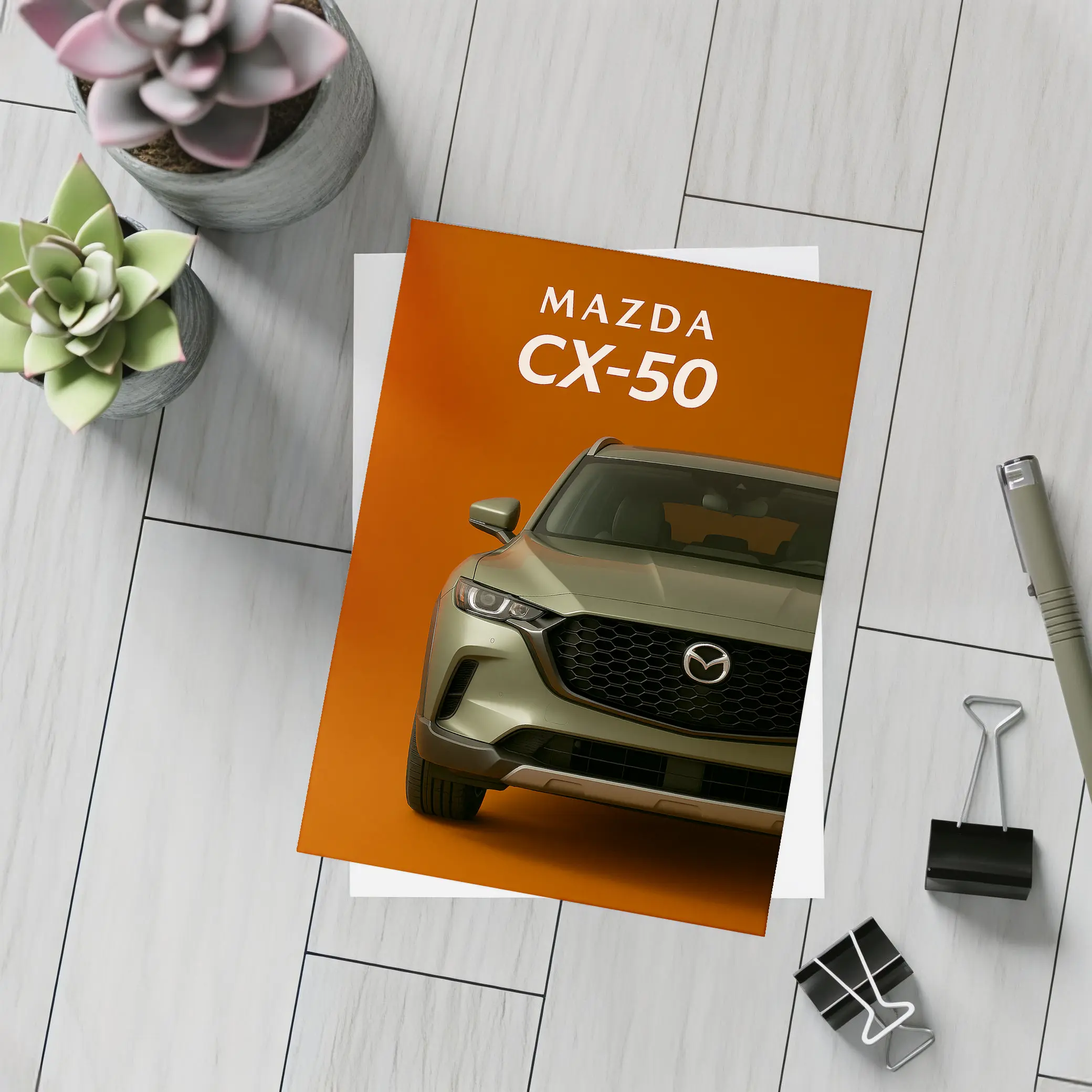 Mazda CX-50 Front View Orange Background – Postcards