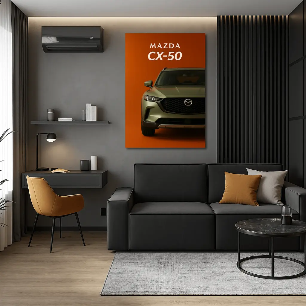 Mazda CX-50 Front View Orange Background – Wall Art