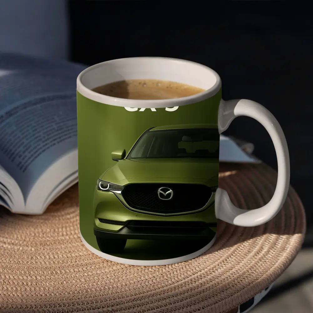Mazda CX-5 Front View Green Background – Mugs