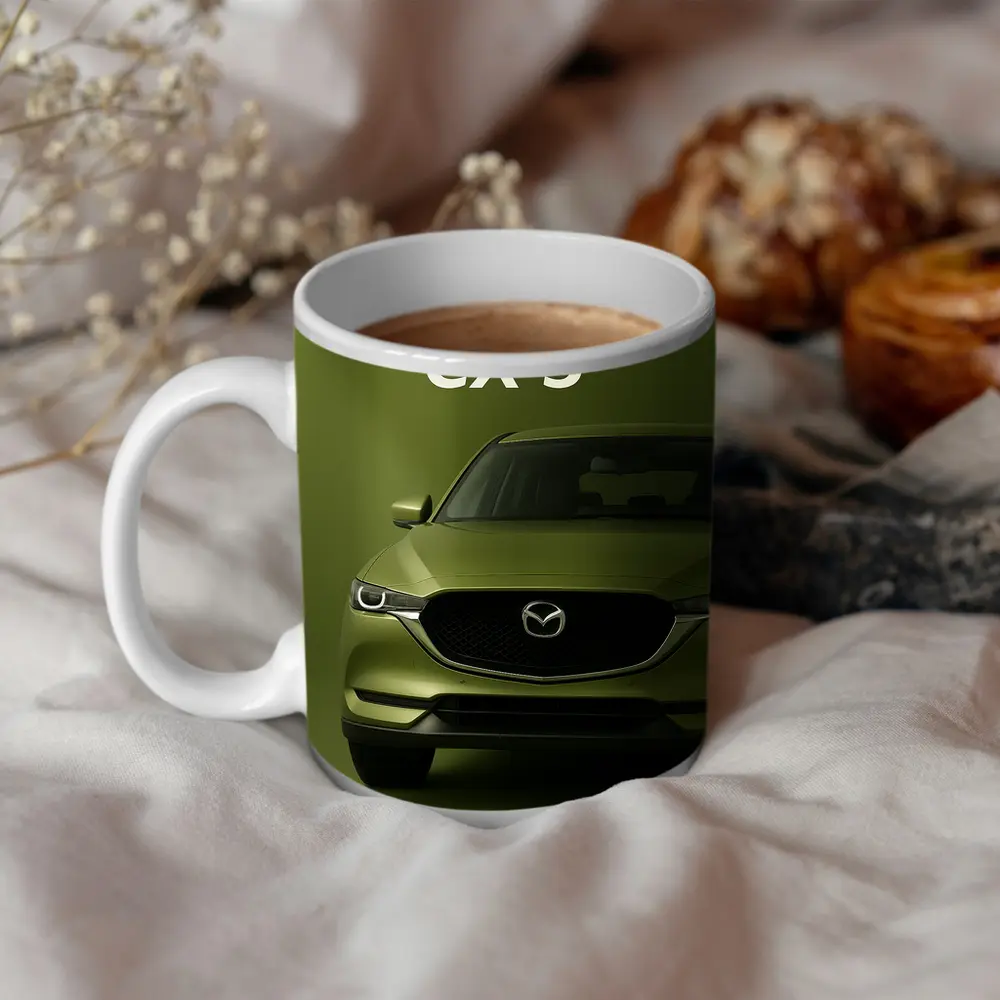 Mazda CX-5 Front View Green Background – Mugs