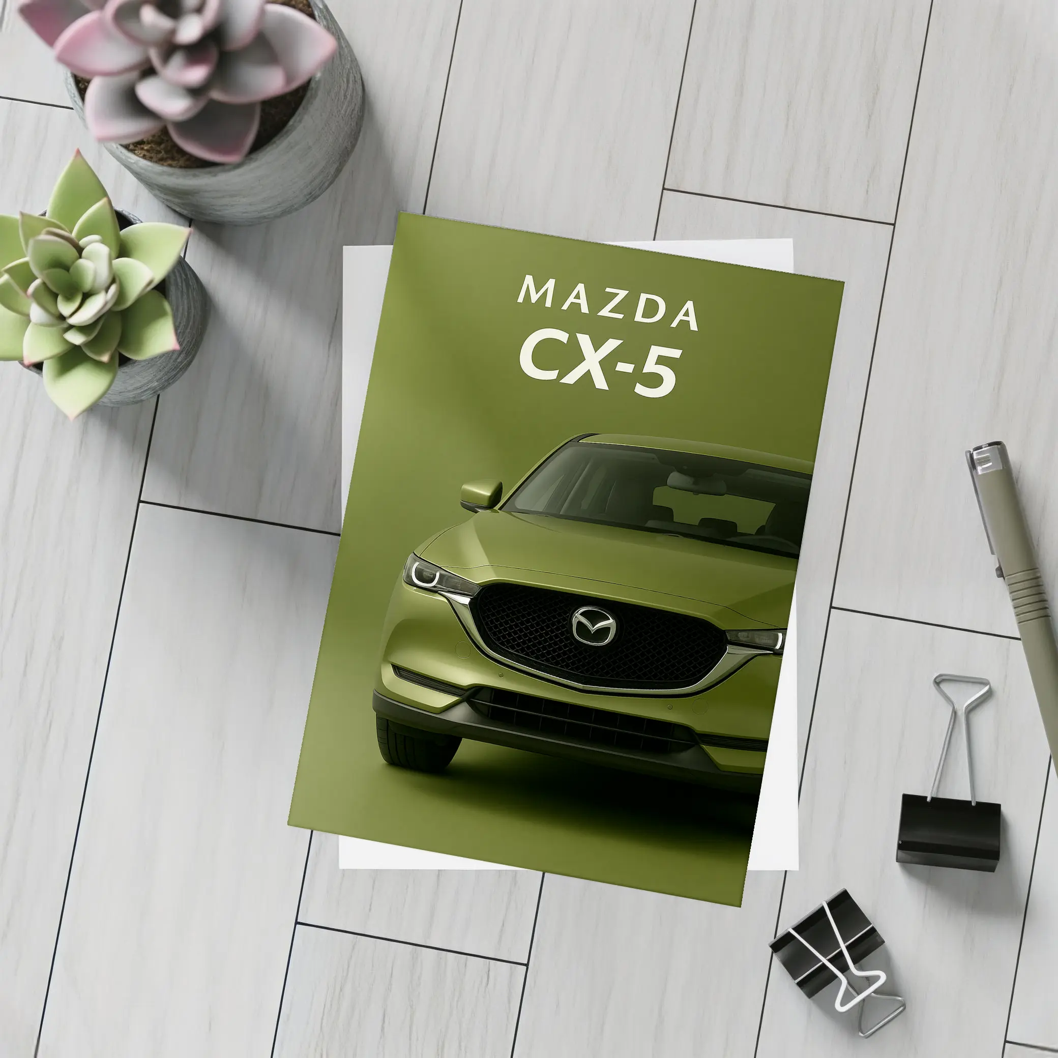 Mazda CX-5 Front View Green Background – Postcards