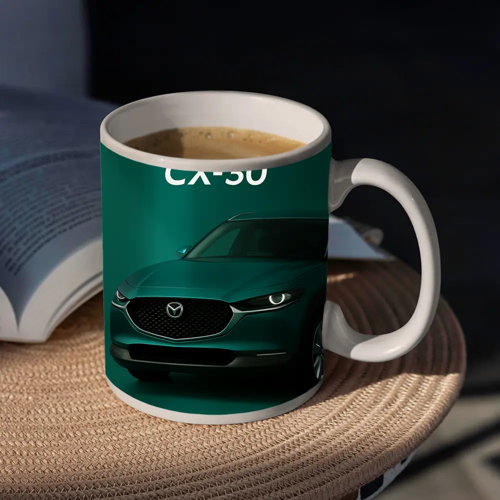 Mazda CX-30 Green SUV Dark Background – Mugs