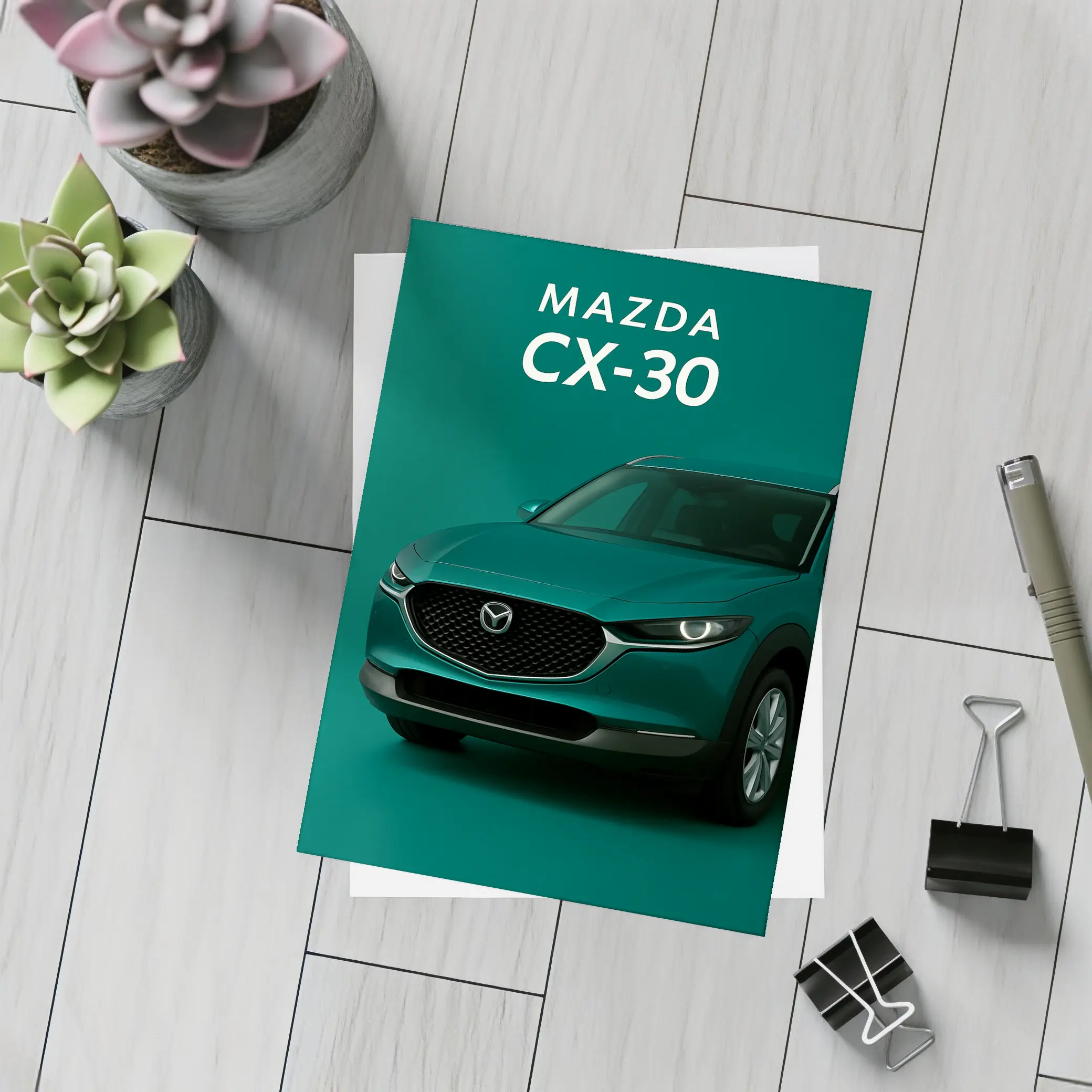 Mazda CX-30 Green SUV Dark Background – Postcards