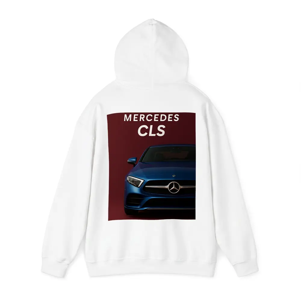 Mercedes CLS Blue Car Dark Red Background – Hoodies