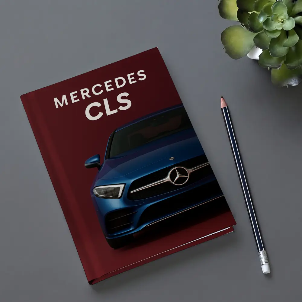 Mercedes CLS Blue Car Dark Red Background – Notebooks