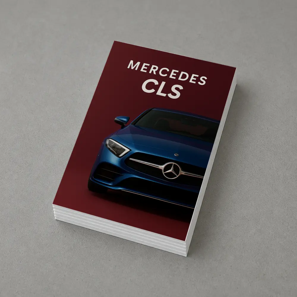 Mercedes CLS Blue Car Dark Red Background – Postcards