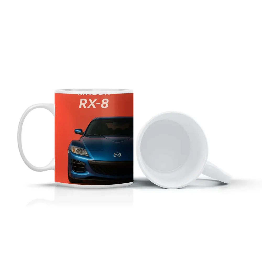 Mazda RX-8 Front View Orange Background – Mugs