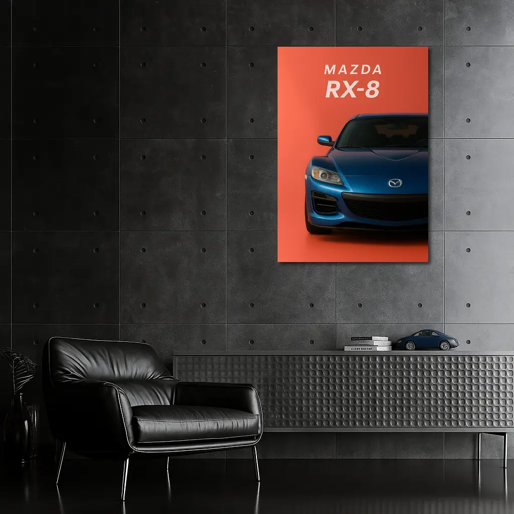 Mazda RX-8 Front View Orange Background – Wall Art