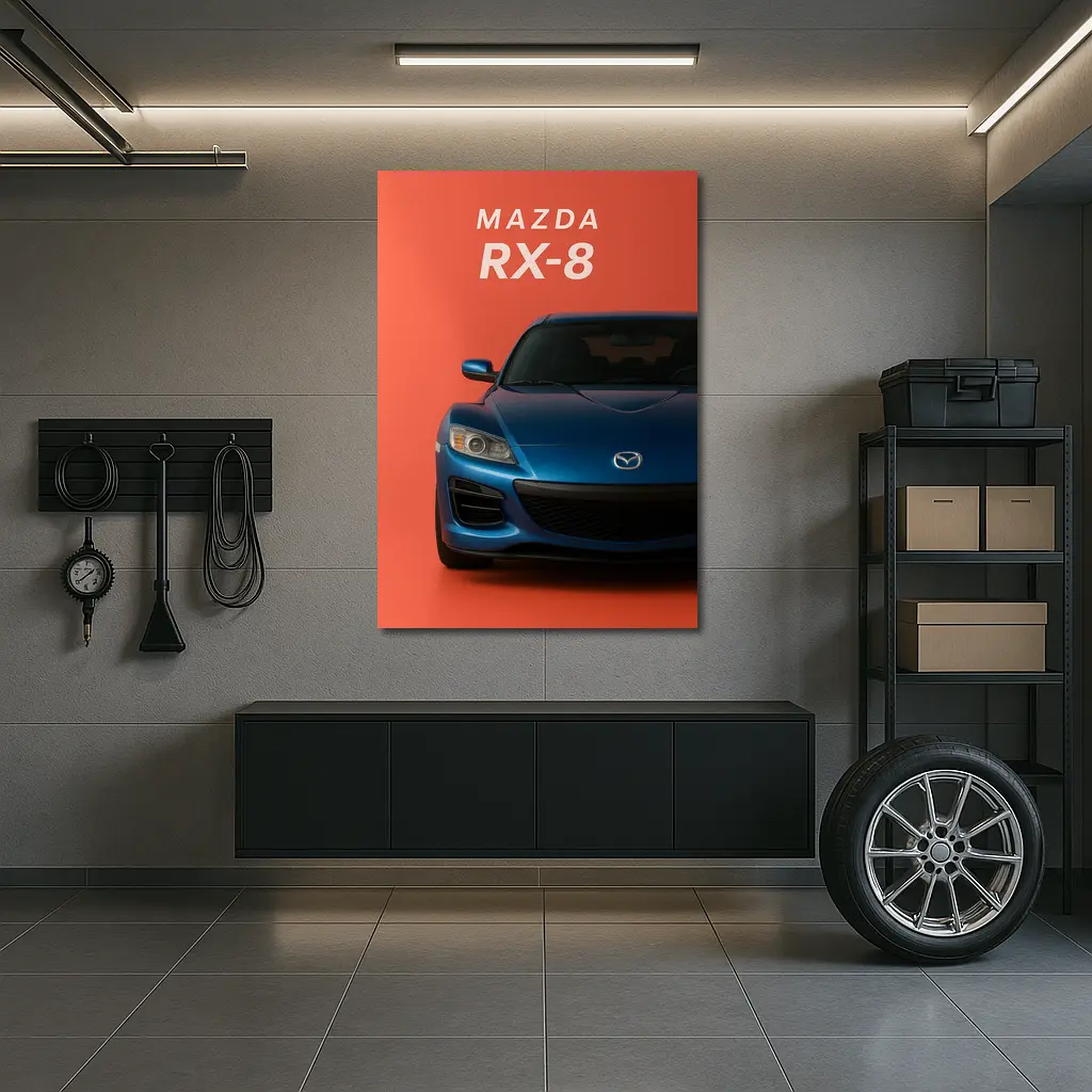 Mazda RX-8 Front View Orange Background – Wall Art