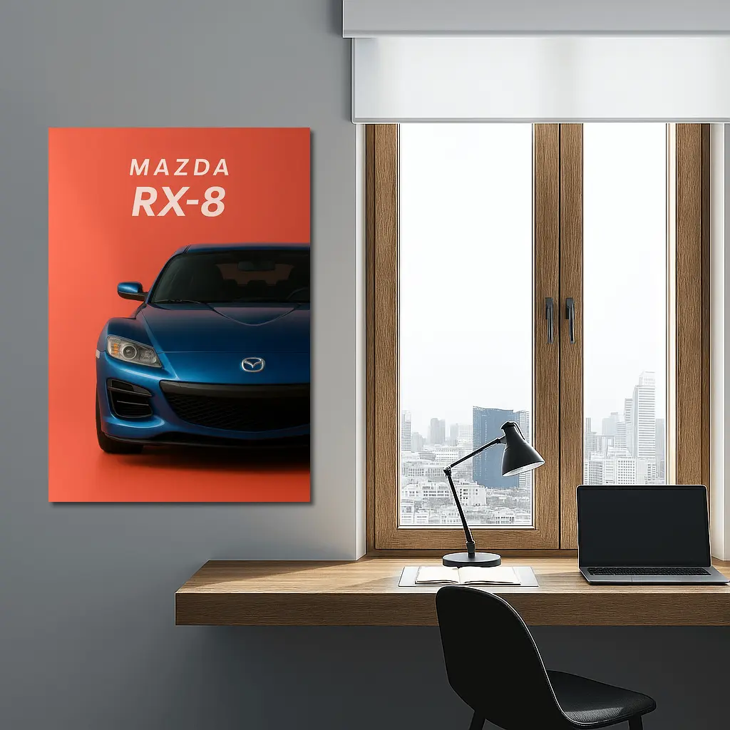 Mazda RX-8 Front View Orange Background – Wall Art