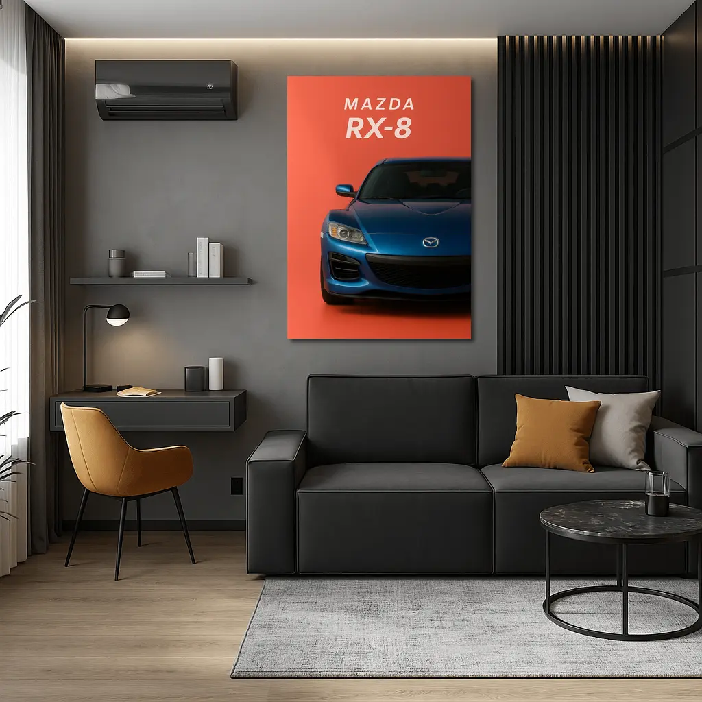Mazda RX-8 Front View Orange Background – Wall Art