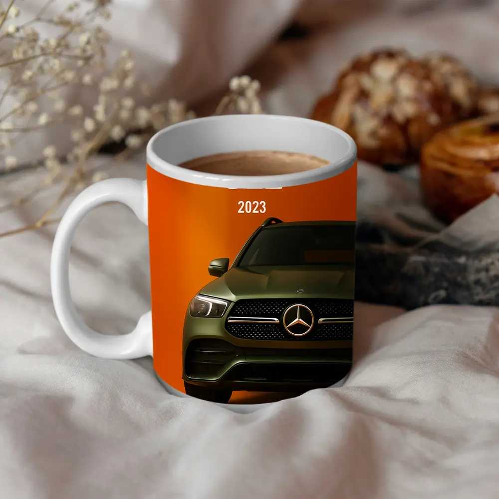 Mercedes GLE SUV Bold Orange Background – Mugs