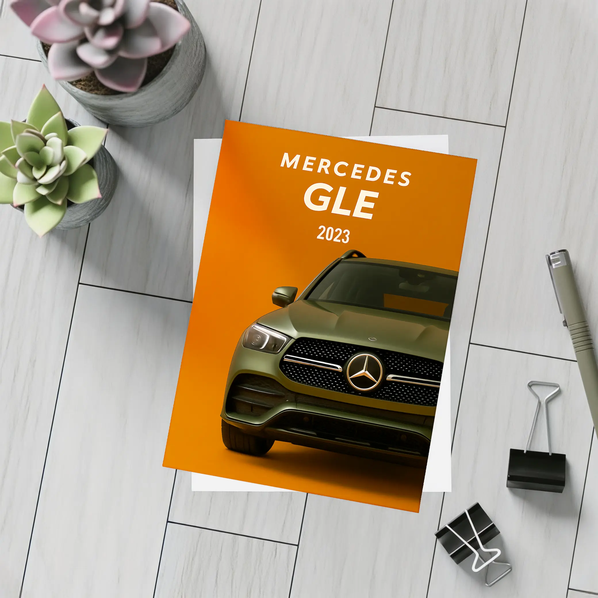 Mercedes GLE SUV Bold Orange Background – Postcards