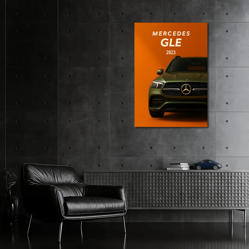 Mercedes GLE SUV Bold Orange Background – Wall Art