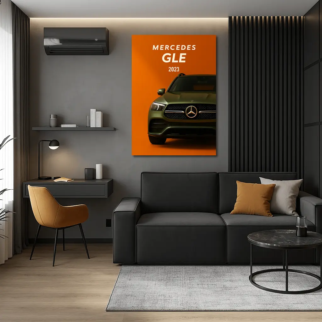 Mercedes GLE SUV Bold Orange Background – Wall Art