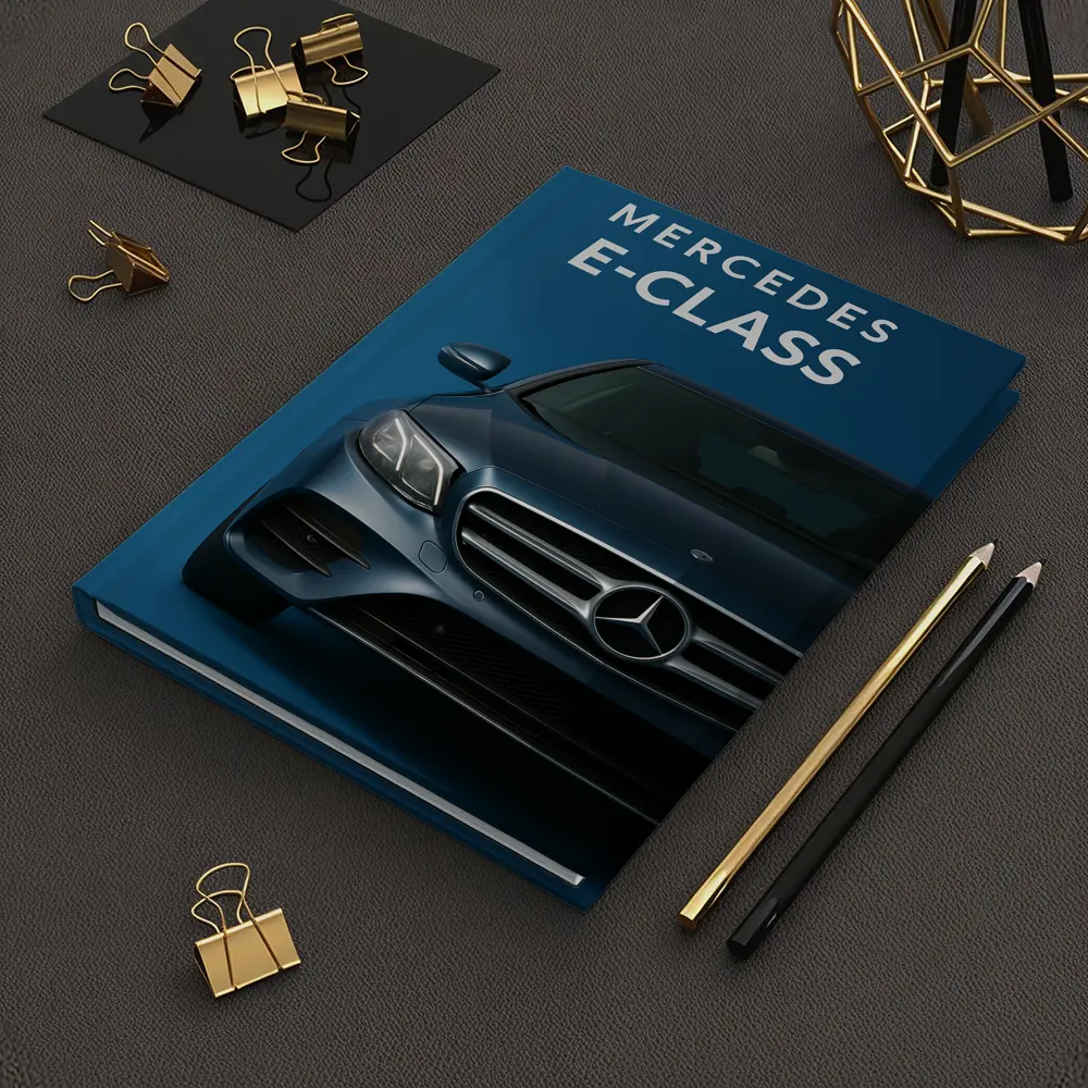Mercedes E-Class Front View Blue Background – Notebooks