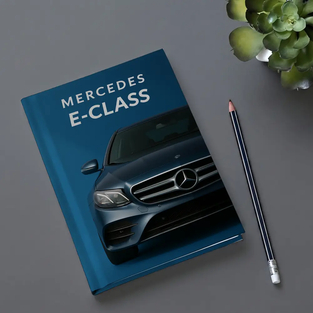 Mercedes E-Class Front View Blue Background – Notebooks