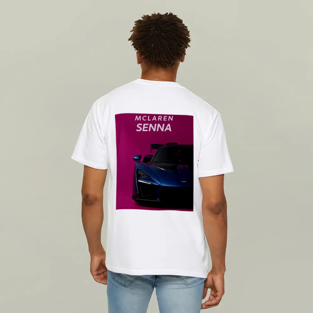 McLaren Senna Blue Supercar Pink Background – T-Shirts