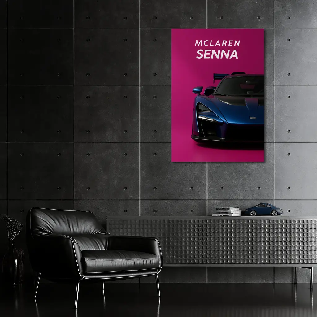 McLaren Senna Blue Supercar Pink Background – Wall Art