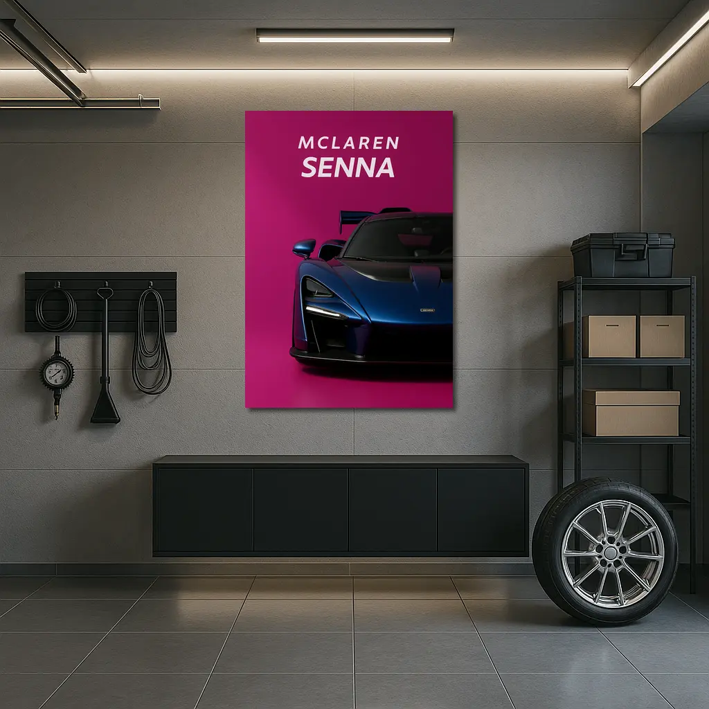 McLaren Senna Blue Supercar Pink Background – Wall Art
