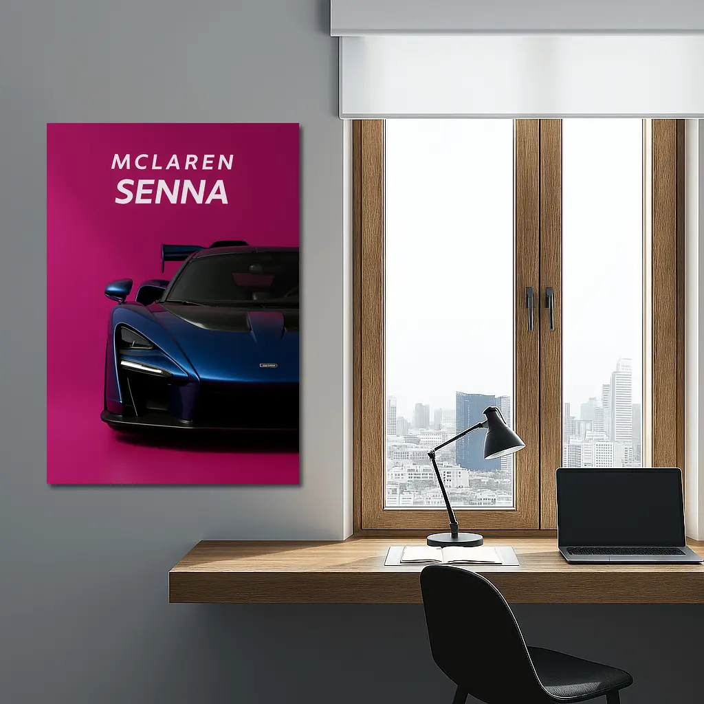 McLaren Senna Blue Supercar Pink Background – Wall Art