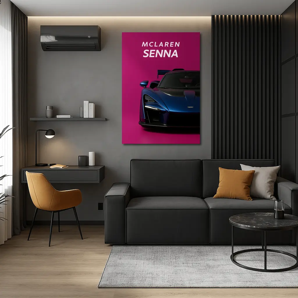 McLaren Senna Blue Supercar Pink Background – Wall Art