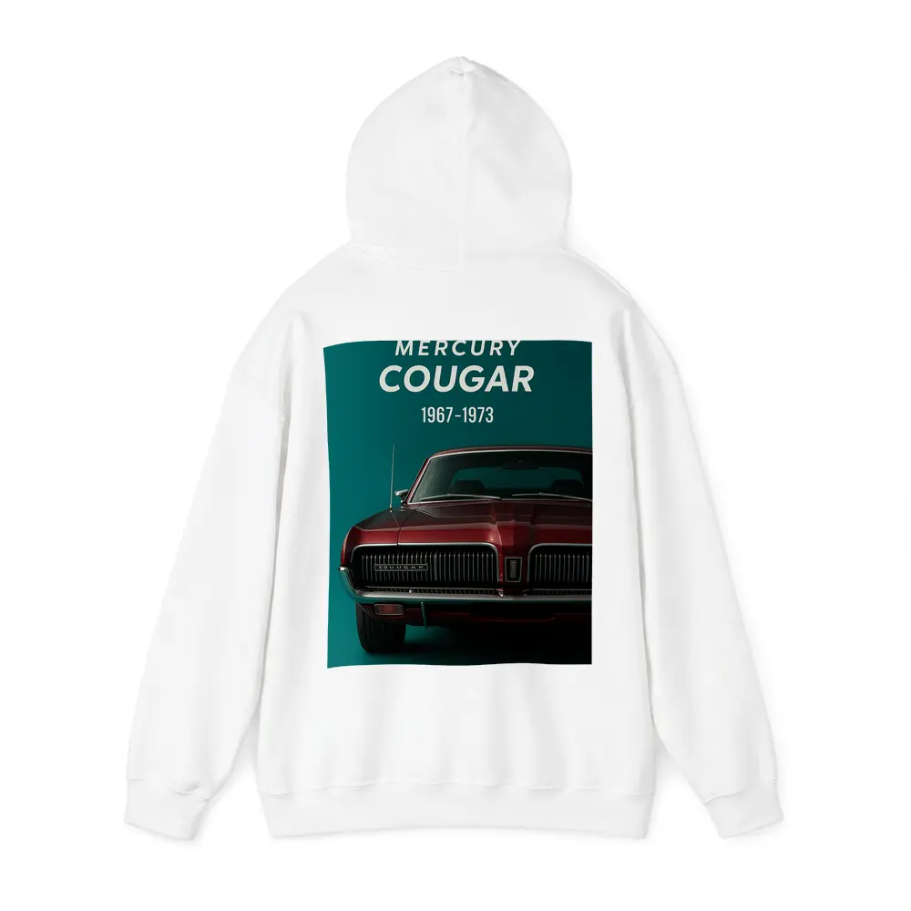Mercury Cougar Classic Muscle Car Teal Background – Hoodies