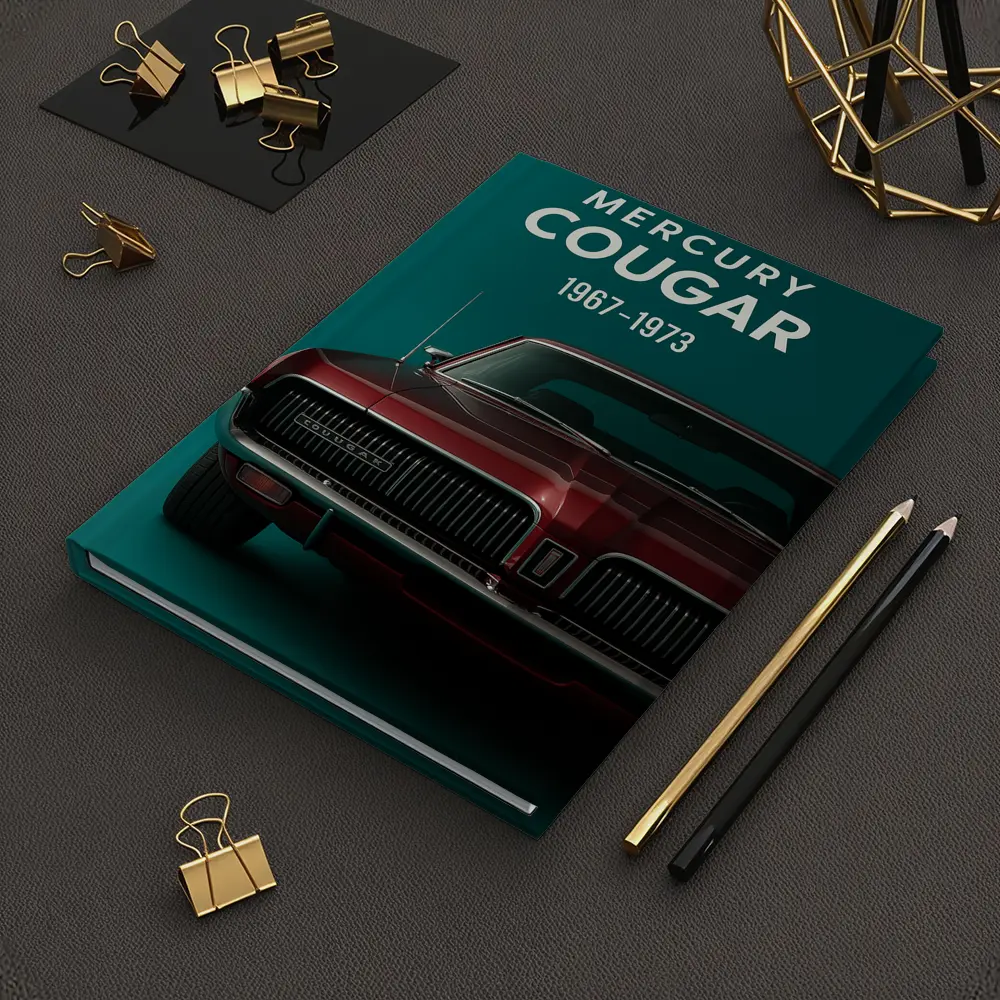 Mercury Cougar Classic Muscle Car Teal Background – Notebooks
