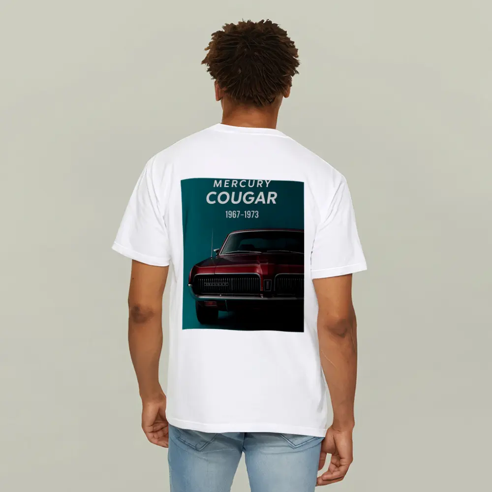 Mercury Cougar Classic Muscle Car Teal Background – T-Shirts