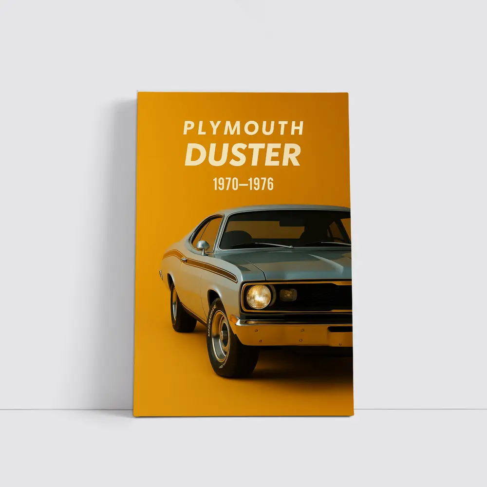 Plymouth Duster Muscle Car Yellow Background – Wall Art