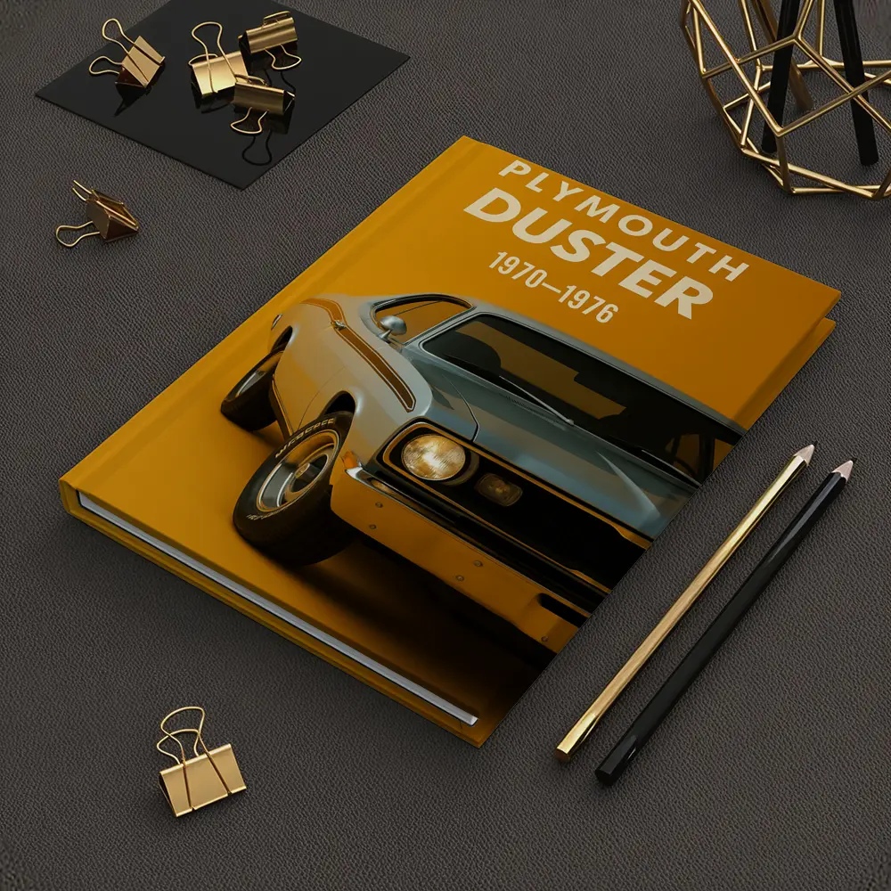 Plymouth Duster Muscle Car Yellow Background – Notebooks