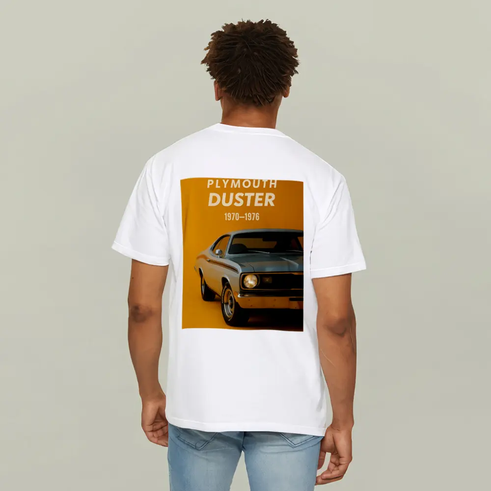 Plymouth Duster Muscle Car Yellow Background – T-Shirts