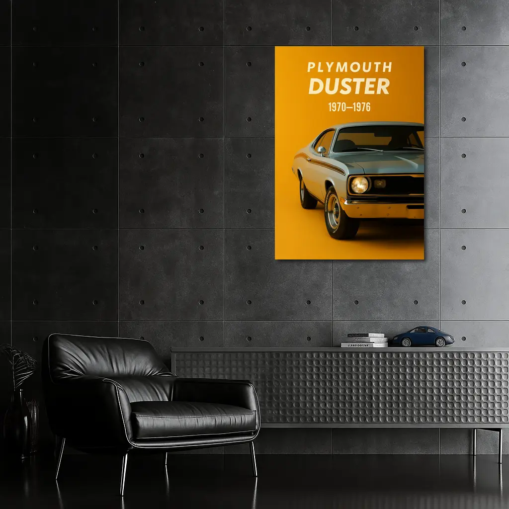 Plymouth Duster Muscle Car Yellow Background – Wall Art