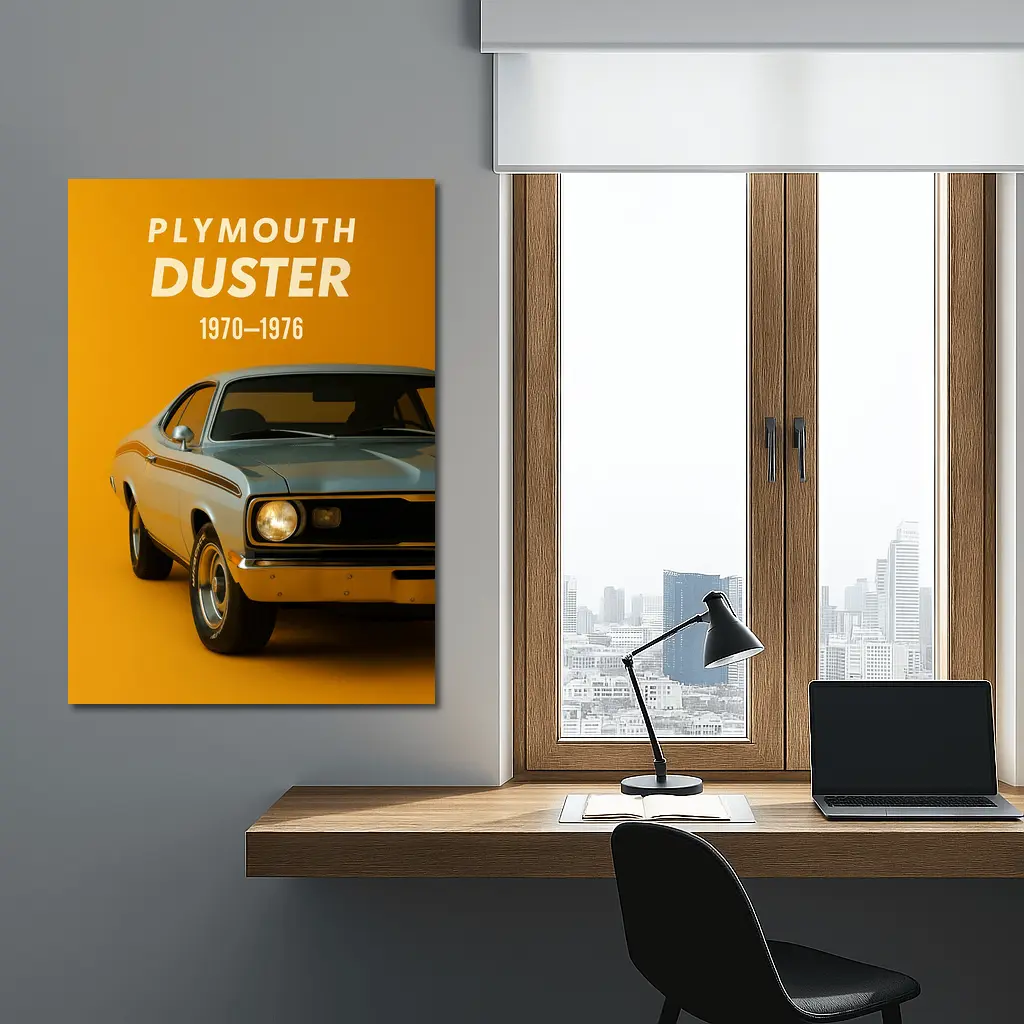 Plymouth Duster Muscle Car Yellow Background – Wall Art