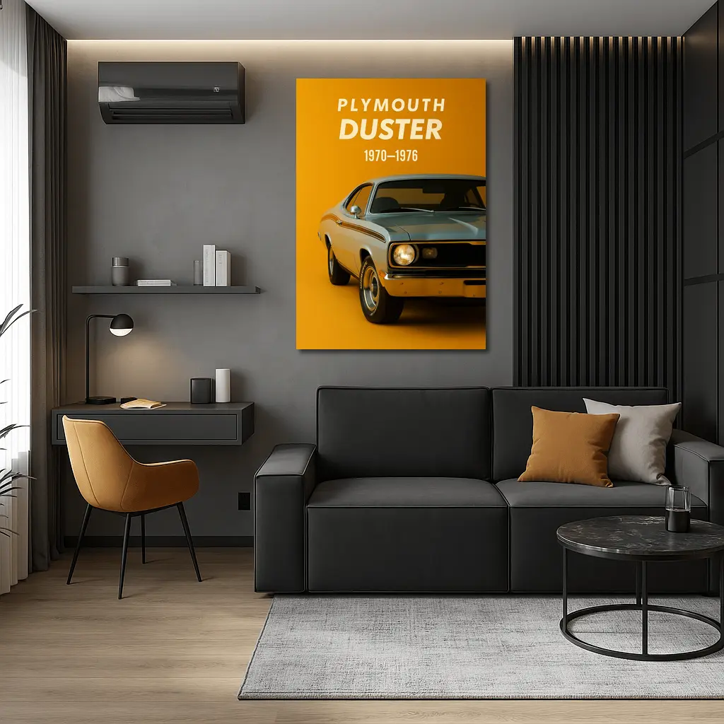 Plymouth Duster Muscle Car Yellow Background – Wall Art