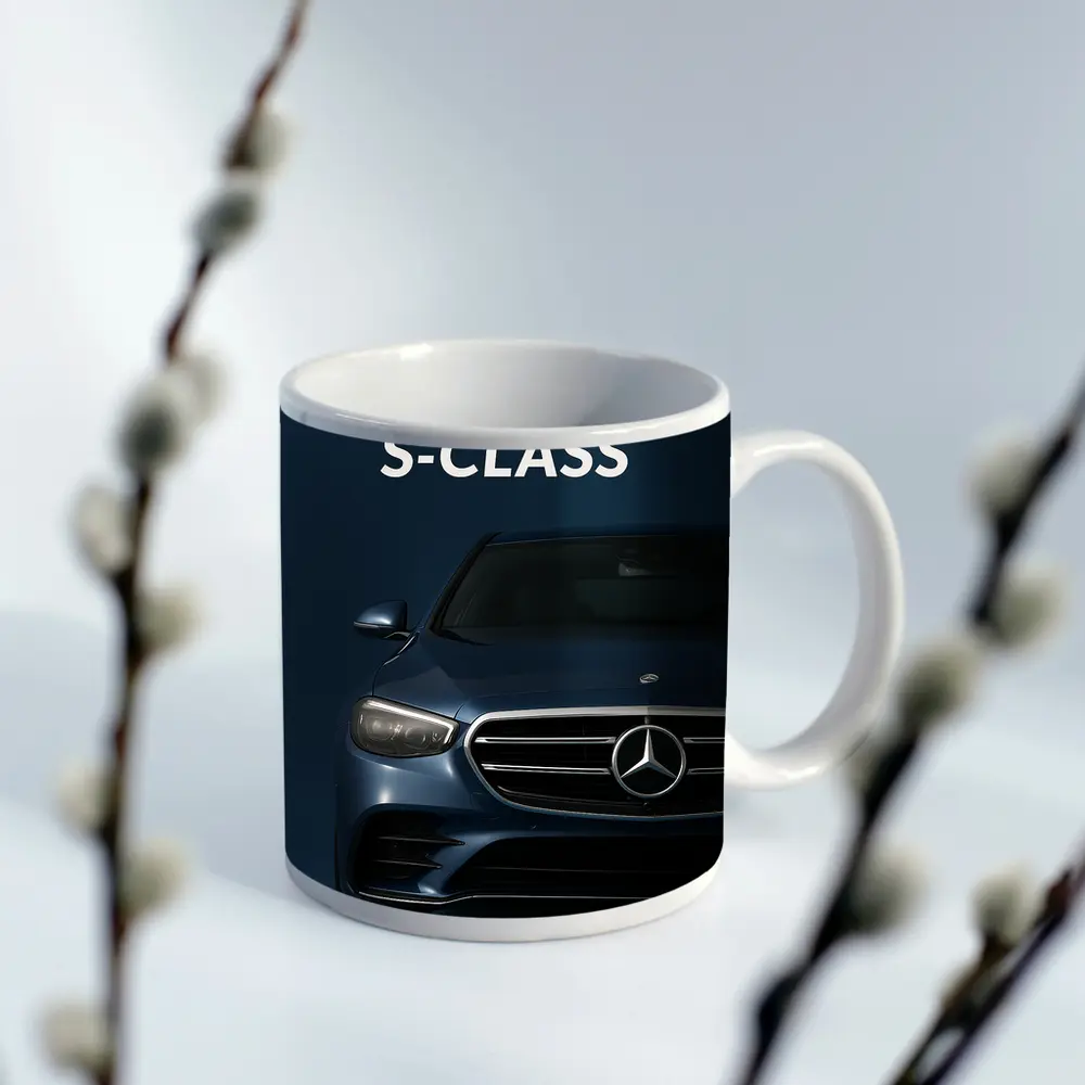 Mercedes S-Class Front View Dark Blue – Mugs