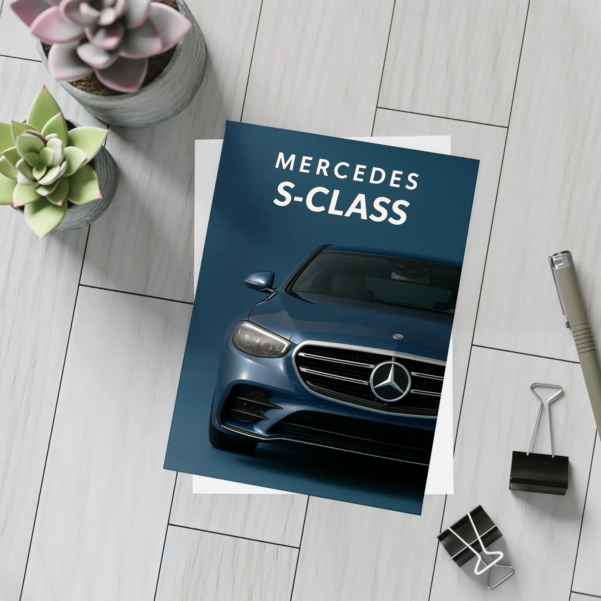 Mercedes S-Class Front View Dark Blue – Postcards