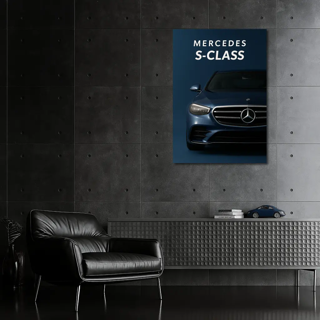 Mercedes S-Class Front View Dark Blue – Wall Art