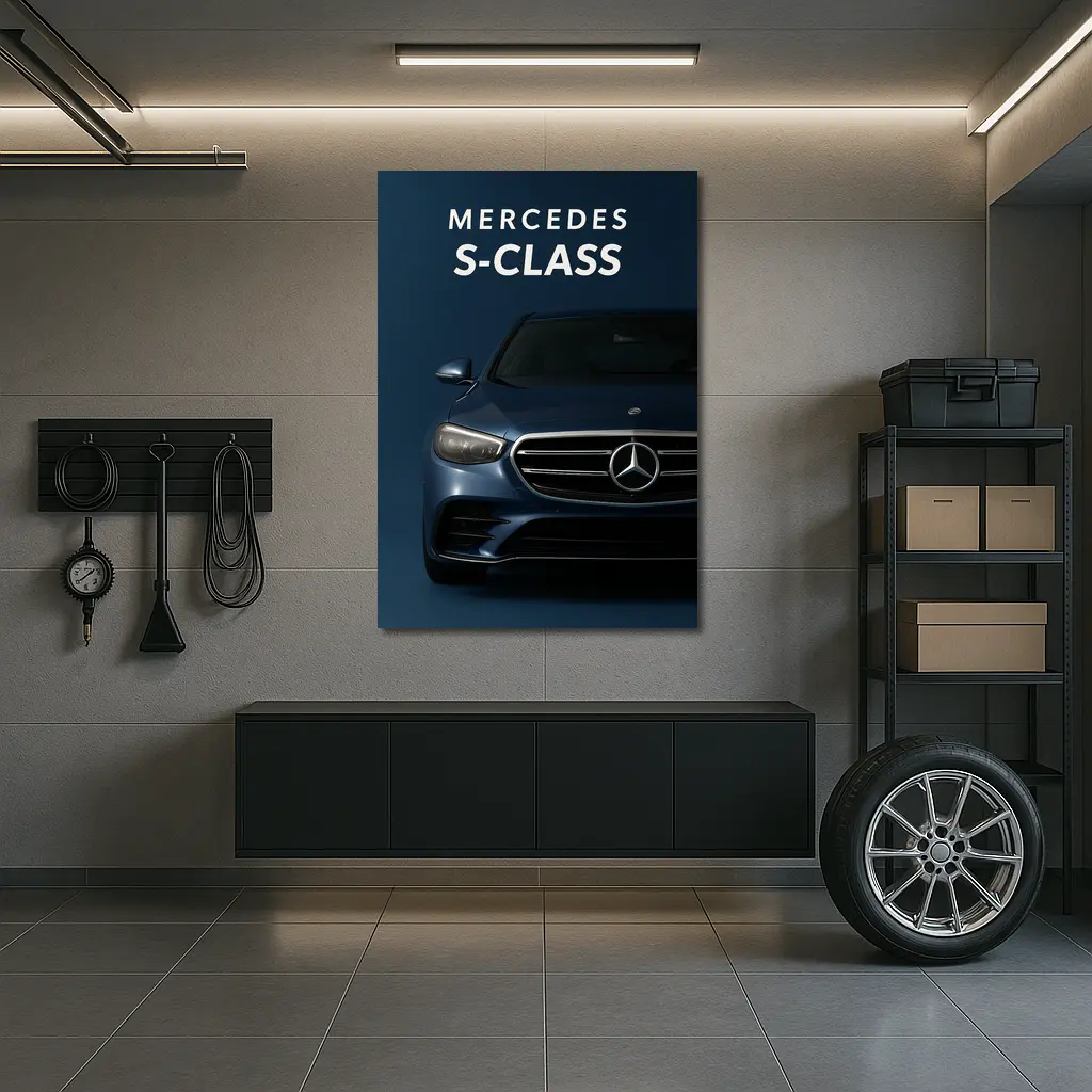 Mercedes S-Class Front View Dark Blue – Wall Art