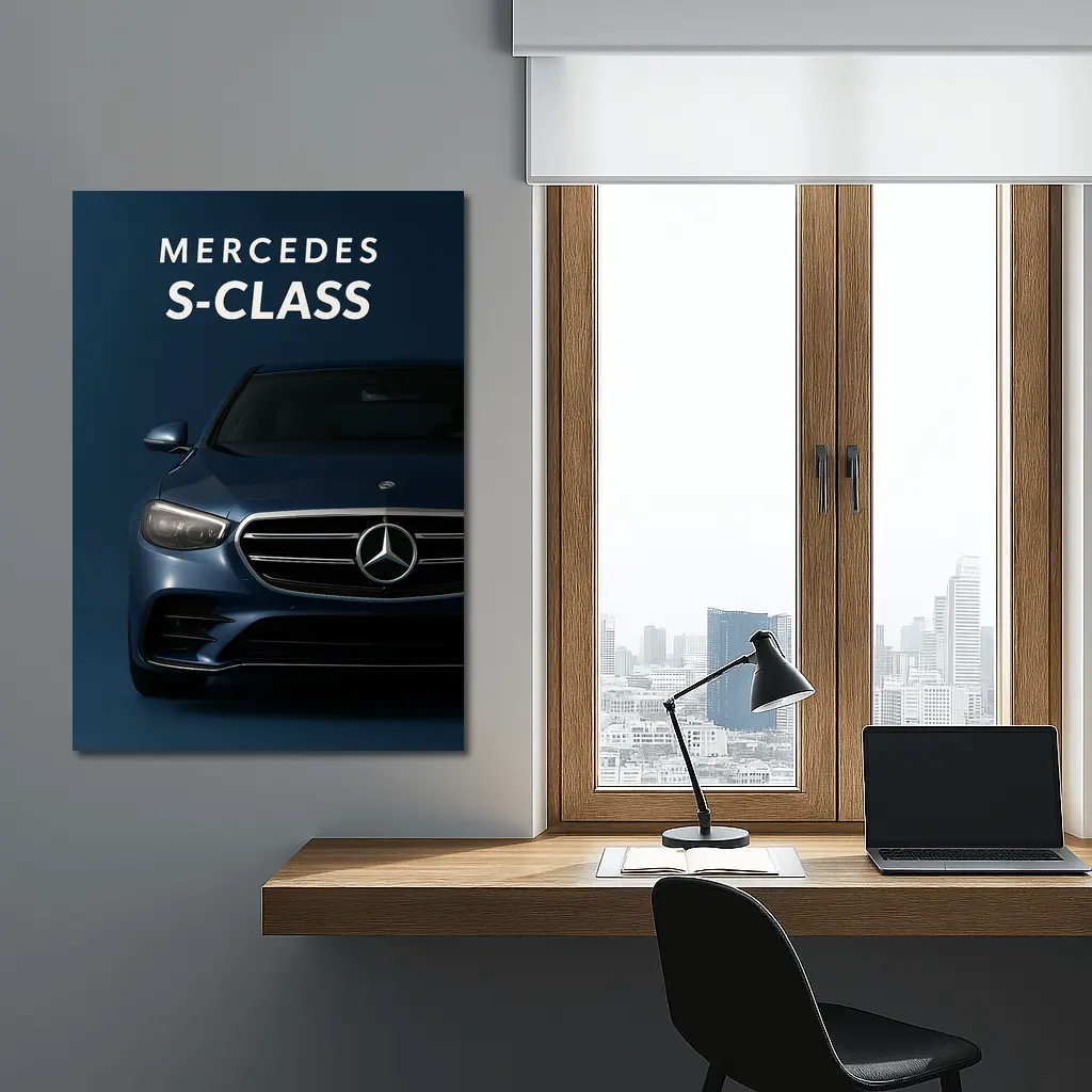 Mercedes S-Class Front View Dark Blue – Wall Art