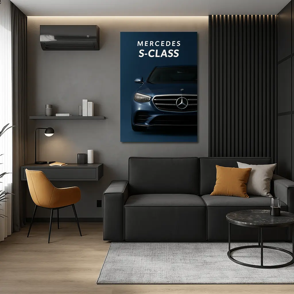 Mercedes S-Class Front View Dark Blue – Wall Art
